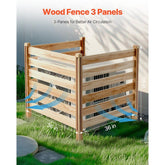 Wood Privacy Fence 3 Panels Slatted Air Conditioner Cover 36 x 36 in